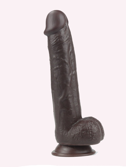 "Get Lucky 9 Inch Real Skin Dildo - Dark Brown TMN-GL-0619"