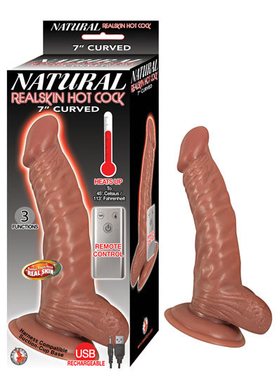 "Natural Realskin Hot Cock Curved 7 Inch - Brown NW2891-2"