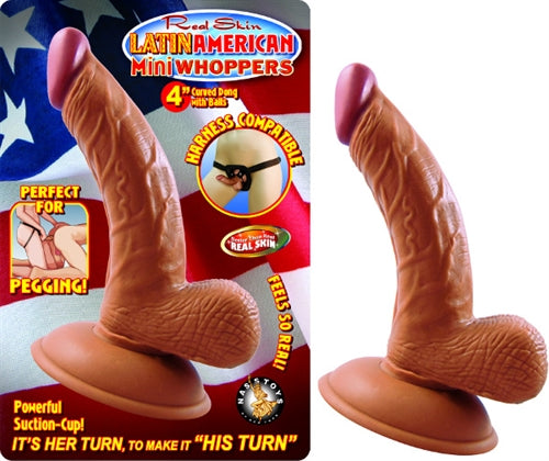 "Latin American Mini Whoppers 4-Inch Curved Dong With Balls - Latin - Latin NW2390-2"