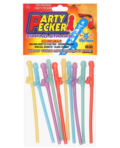 "Party Pecker Sipping Straws 10 Pc Bag - 5 Assorted Colors HTP2103"