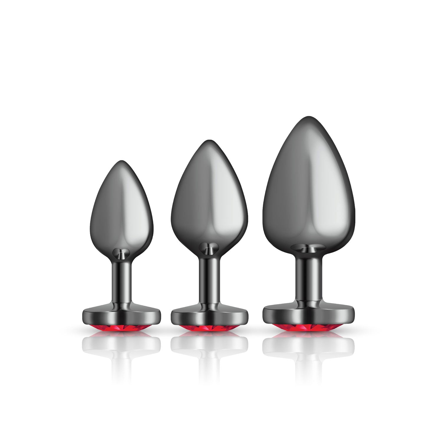 Presale Only - Cheeky Charms - Metal Butt Plug  Gunmetal - Heart Dark Red - Anal Trainer Kit VB-CC9152