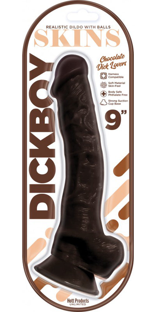 "Dickboy - Skins - Dildo With Balls - 9 Inch - Chocolate Dick Lovers HP3362"