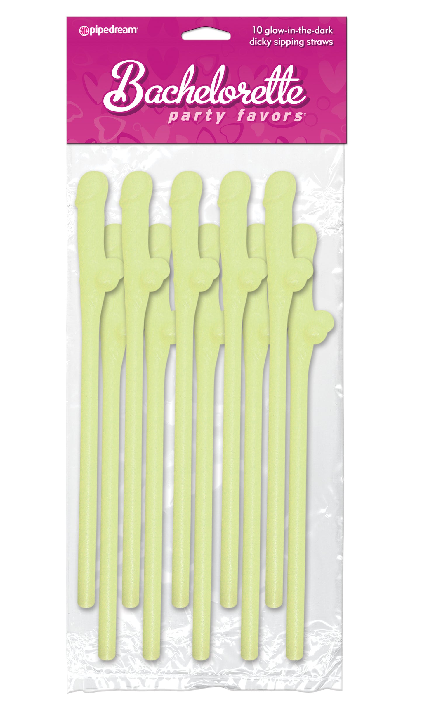 "Bachelorette Party Favors - Dicky Sipping Straws - Glow-in-the-Dark - 10 Piece PD6203-02"