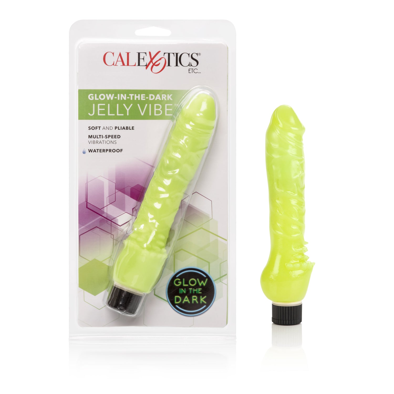 "Glow-in-the-Dark Jelly Penis Vibe 7 Inches - Green SE0641102"