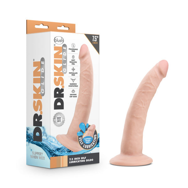 "Dr. Skin Glide - 7.5 Inch Self Lubricating Dildo - Vanilla BL-12724"