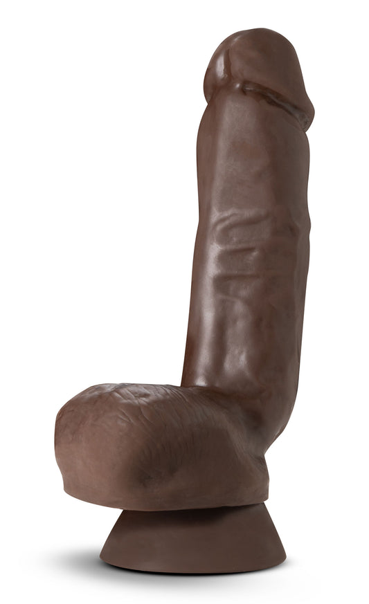 "Dr. Skin Plus - 8 Inch Thick Poseable Dildo With Squeezable Balls - Chocolate BL-52686"