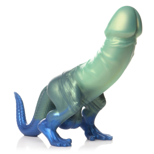 "Jurassic Cock Dinosaur Silicone Dildo - Green/blue CC-AH392-GRN"