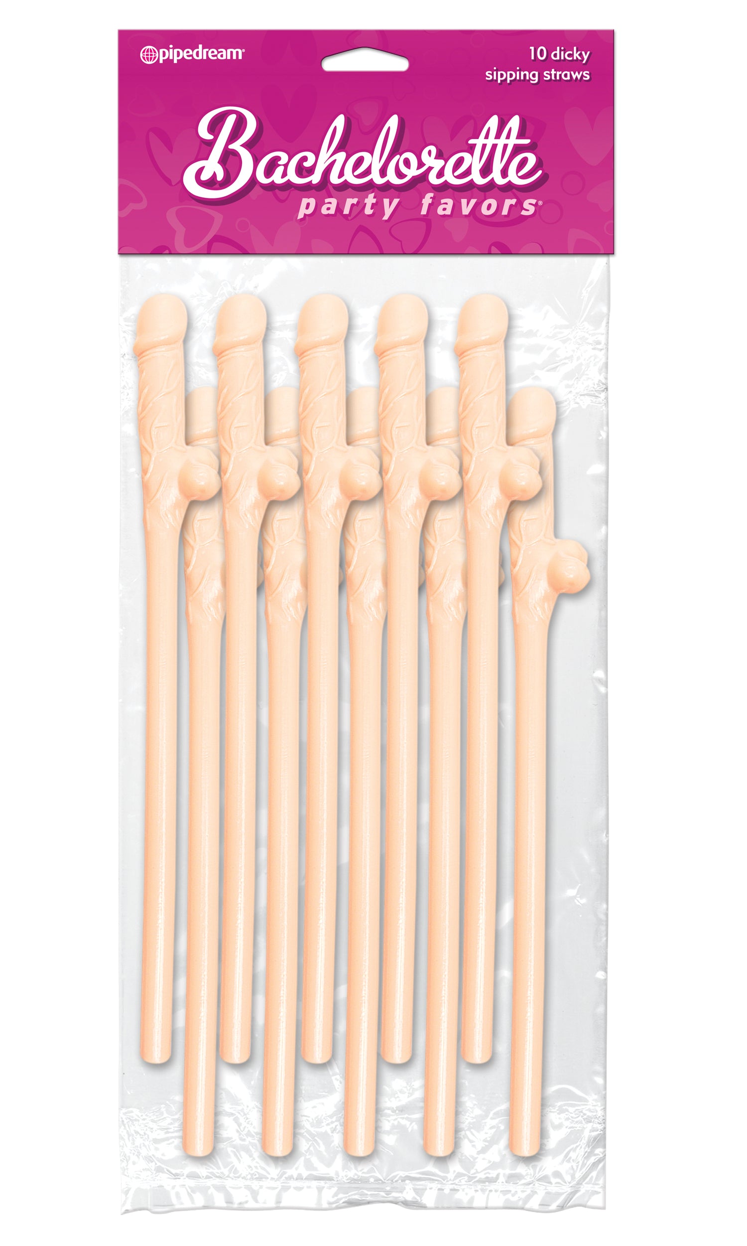 "Bachelorette Party Favors - Dicky Sipping Straws - Light - 10 Piece PD6203-01"