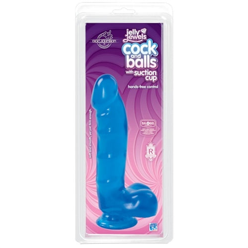 "Jelly Jewels - Cock and Balls With Suction Cup - Blue DJ7013-02"