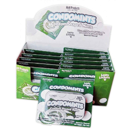 "Condomints Spearmints Flavor Condoms Shaped Mints Display HTP3510-D"