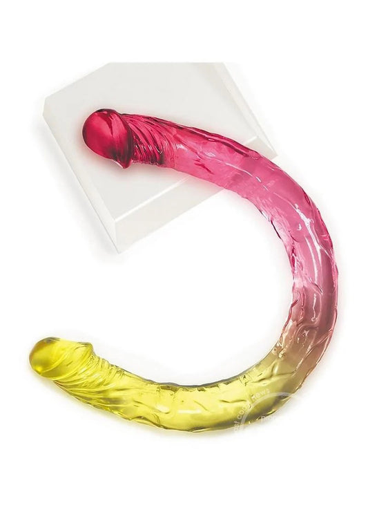 "Shades - 17 Inch Double Dong - Pink and Yellow IC1306"