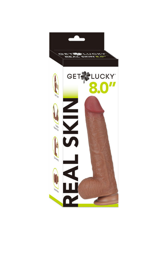 "Get Lucky 8 Inch Real Skin Dildo - Light Brown TMN-GL-0664"