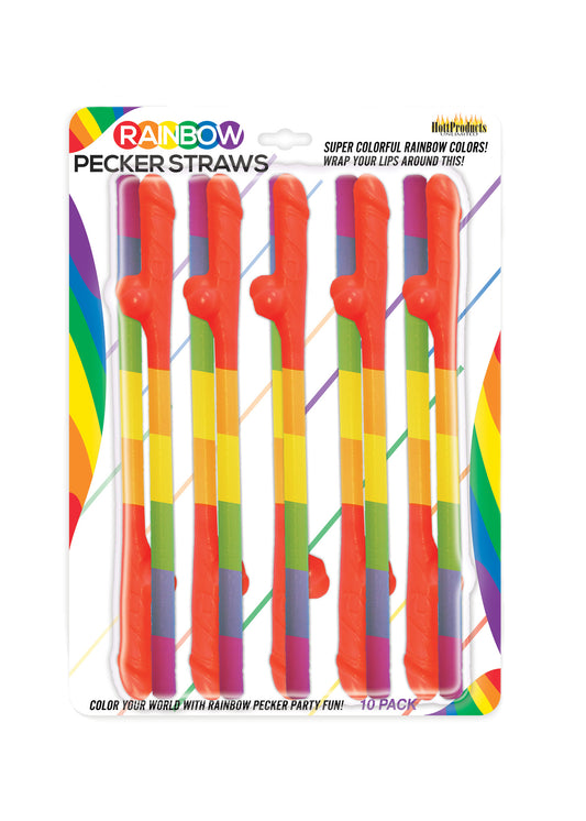 "Rainbow Pecker Straws - 10 Pack HTP3250"