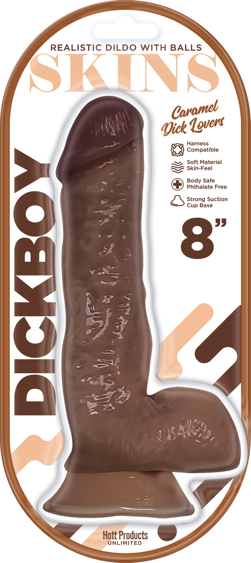 "Dickboy - Skins - Dildo With Balls - 8 Inch - Caramel Dick Lover HP3367"