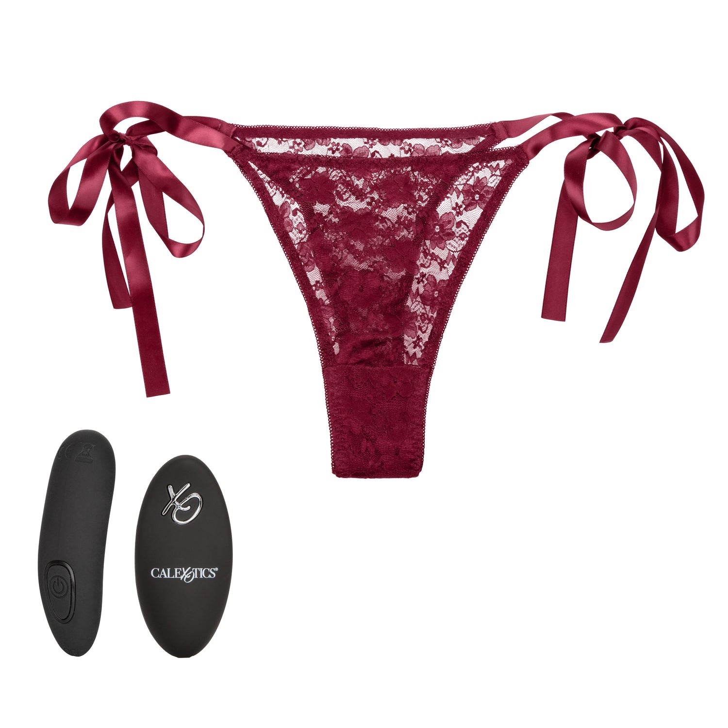 Remote Control Lace Thong Set - Burgundy SE0077873