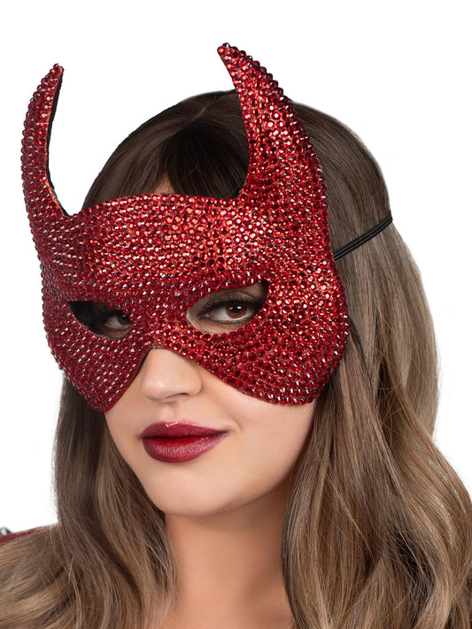 "Rhinestone Devil Mask - One Size - Red LA-A2893RED"