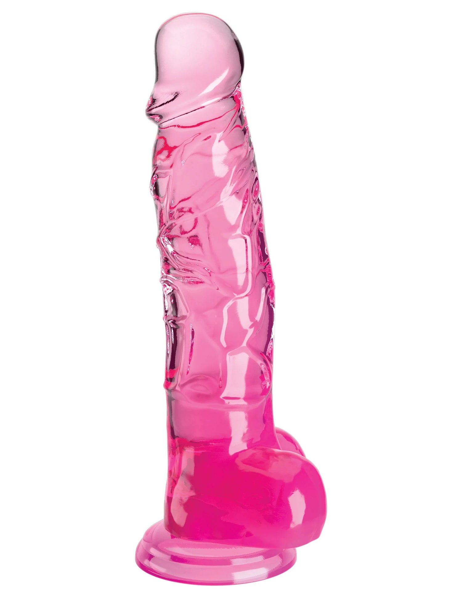 "King Cock Clear 8 Inch With Balls - Pink PD5756-11"